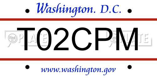 T02CPM District Of Columbia License Plate