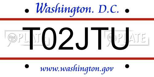 T02JTU District Of Columbia License Plate