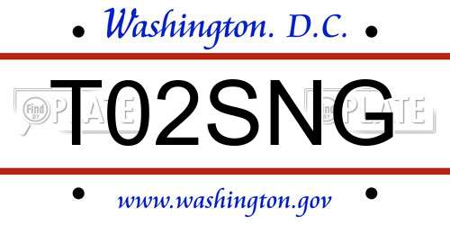 T02SNG District Of Columbia License Plate