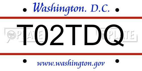 T02TDQ District Of Columbia License Plate