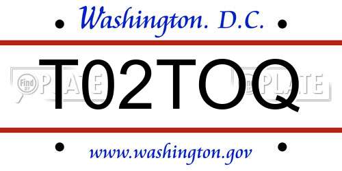 T02TOQ District Of Columbia License Plate
