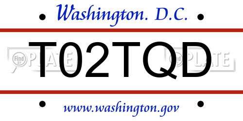 T02TQD District Of Columbia License Plate