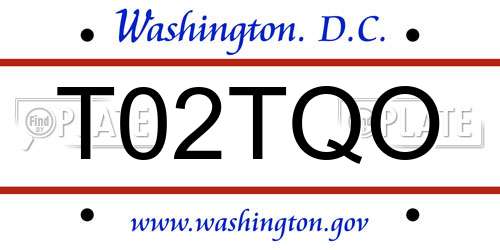 T02TQO District Of Columbia License Plate