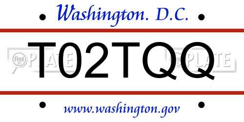 T02TQQ District Of Columbia License Plate
