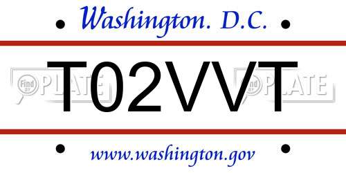 T02VVT District Of Columbia License Plate