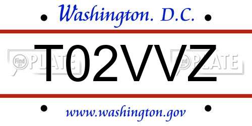T02VVZ District Of Columbia License Plate