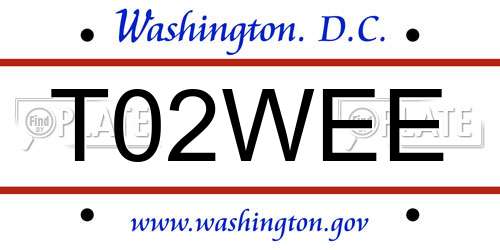 T02WEE District Of Columbia License Plate