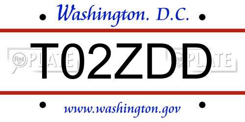 T02ZDD District Of Columbia License Plate