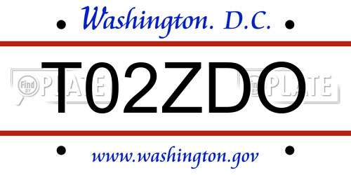 T02ZDO District Of Columbia License Plate