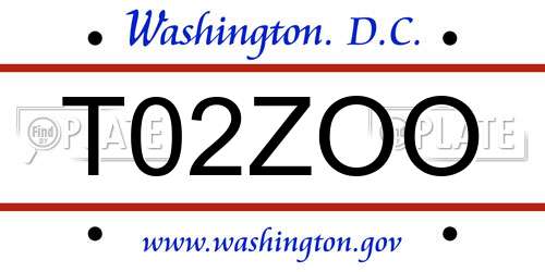 T02ZOO District Of Columbia License Plate