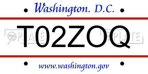 T02ZOQ District Of Columbia License Plate