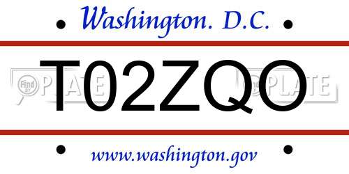 T02ZQO District Of Columbia License Plate