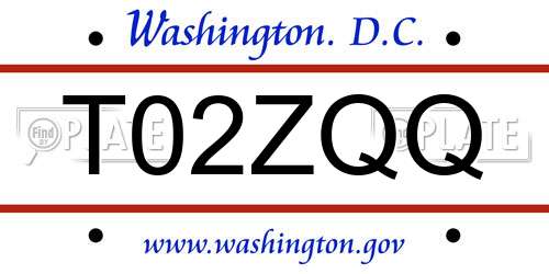 T02ZQQ District Of Columbia License Plate