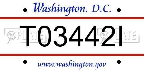T03442I District Of Columbia License Plate