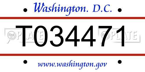 T034471 District Of Columbia License Plate