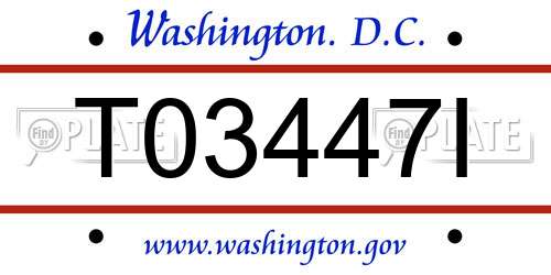 T03447I District Of Columbia License Plate