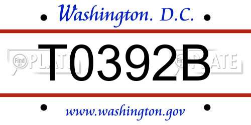 T0392B District Of Columbia License Plate