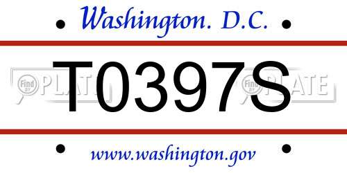 T0397S District Of Columbia License Plate