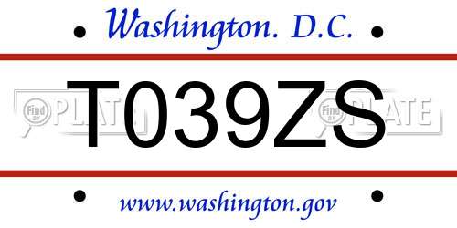 T039ZS District Of Columbia License Plate