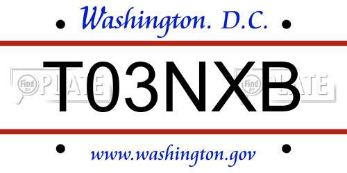T03NXB District Of Columbia License Plate