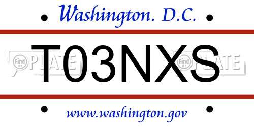 T03NXS District Of Columbia License Plate