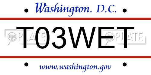 T03WET District Of Columbia License Plate