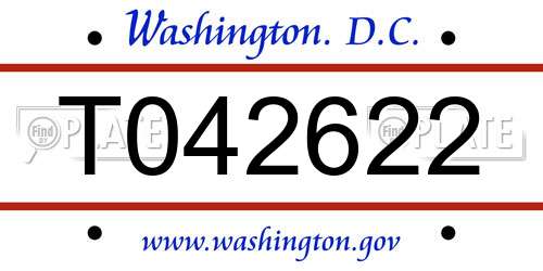 T042622 District Of Columbia License Plate