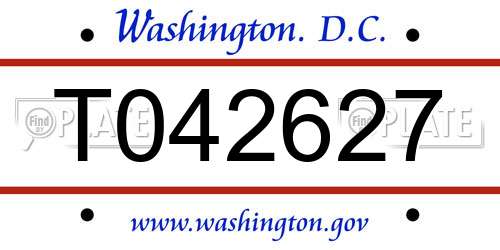 T042627 District Of Columbia License Plate