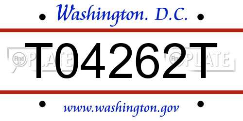 T04262T District Of Columbia License Plate