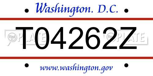 T04262Z District Of Columbia License Plate