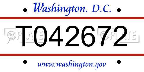 T042672 District Of Columbia License Plate
