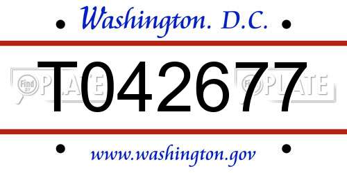 T042677 District Of Columbia License Plate