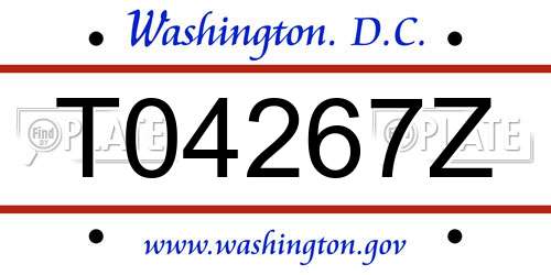 T04267Z District Of Columbia License Plate