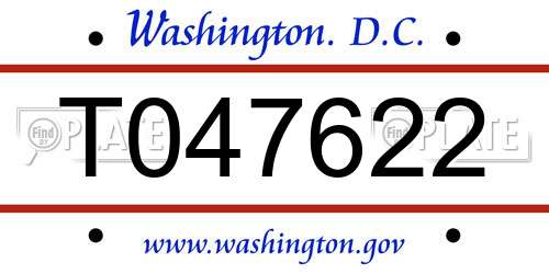 T047622 District Of Columbia License Plate