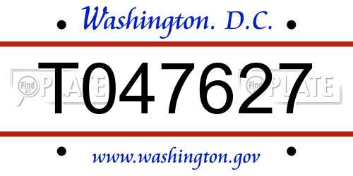 T047627 District Of Columbia License Plate