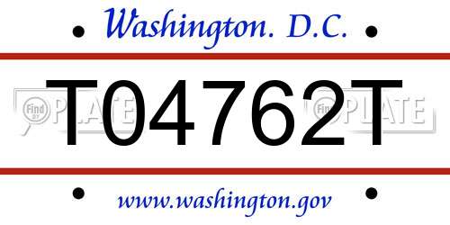 T04762T District Of Columbia License Plate