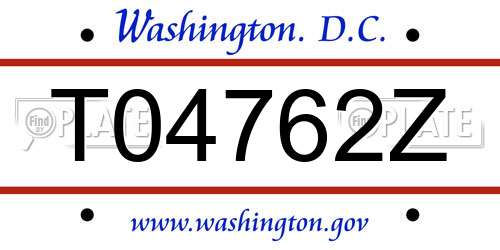 T04762Z District Of Columbia License Plate