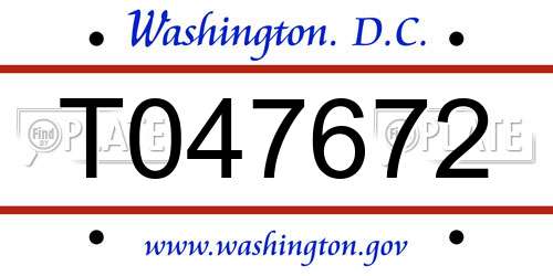 T047672 District Of Columbia License Plate