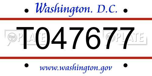 T047677 District Of Columbia License Plate