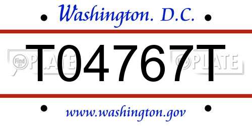 T04767T District Of Columbia License Plate