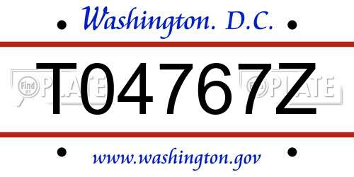 T04767Z District Of Columbia License Plate