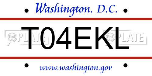 T04EKL District Of Columbia License Plate