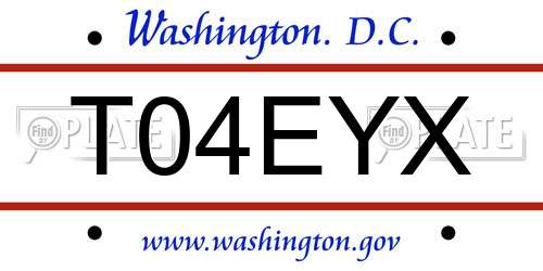 T04EYX District Of Columbia License Plate