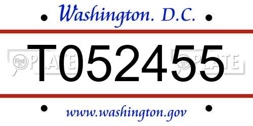T052455 District Of Columbia License Plate