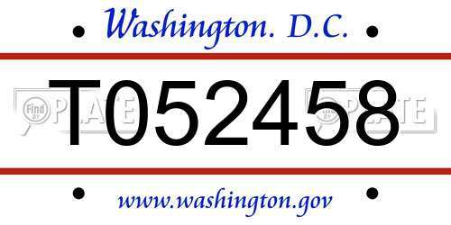 T052458 District Of Columbia License Plate