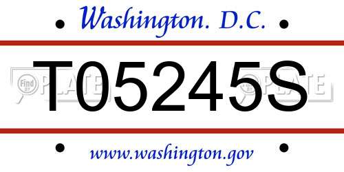 T05245S District Of Columbia License Plate