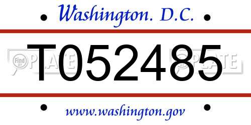T052485 District Of Columbia License Plate