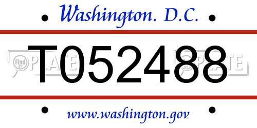 T052488 District Of Columbia License Plate