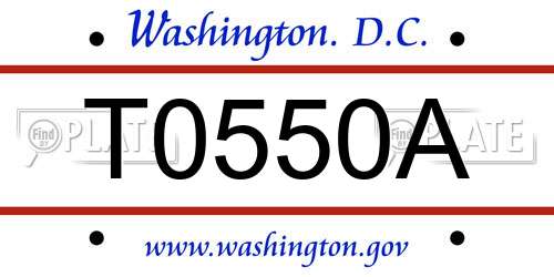 T0550A District Of Columbia License Plate