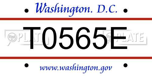 T0565E District Of Columbia License Plate